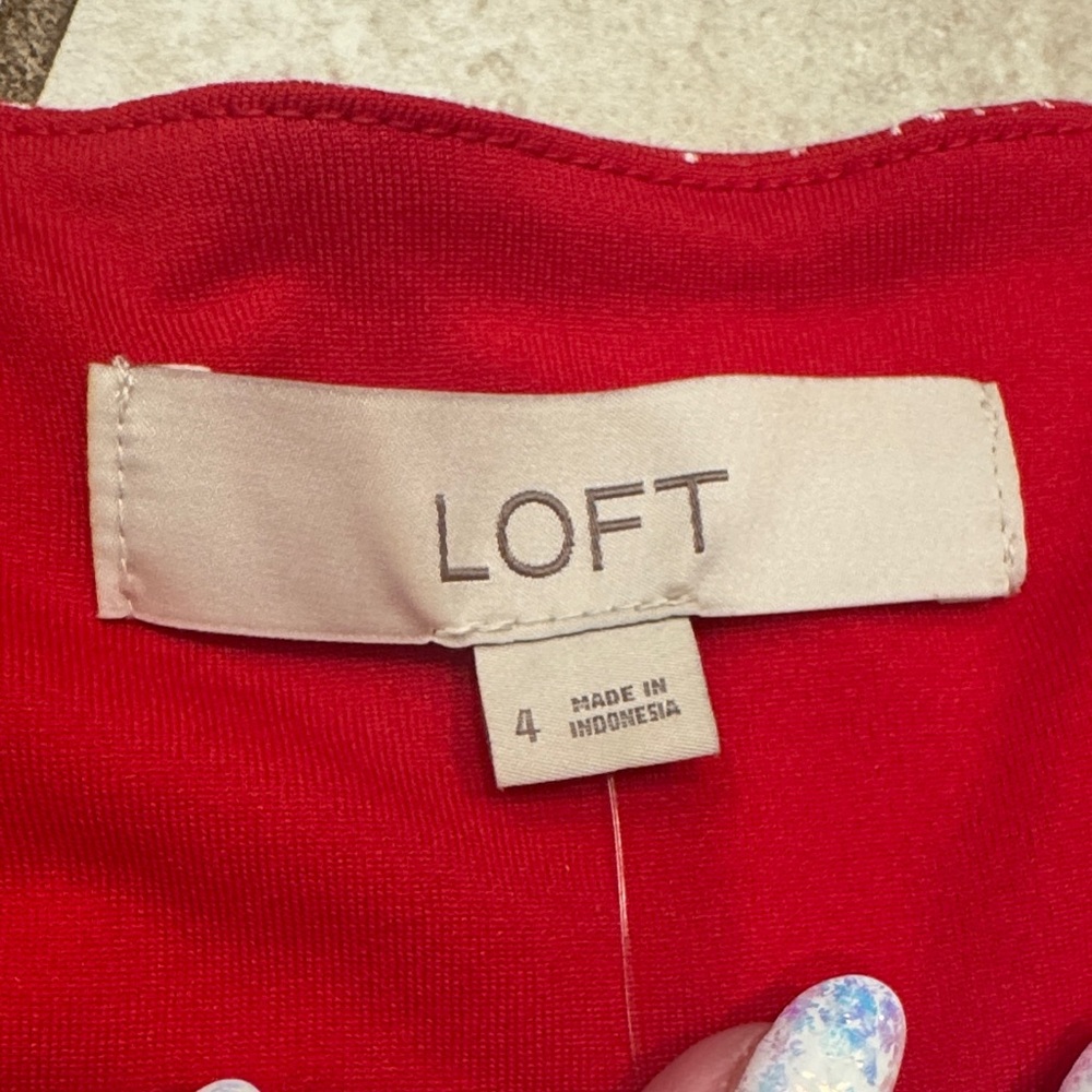 LOFT Red Floral Midi Dress - Picture 2 of 4
